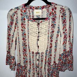 Anthropologie Maeve Floral Lace Blouse Size 0